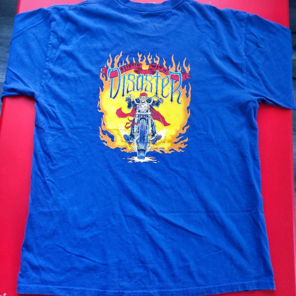 Moto graphic design T-shirt blue men's size L